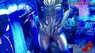 Spiderbabe looks sexy in halloween costume