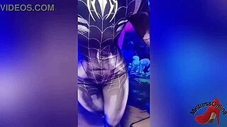 Spiderbabe looks sexy in halloween costume