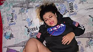 He surprised his blonde latina girlfriend with a intense cumshot after passionate sex in the bedroom