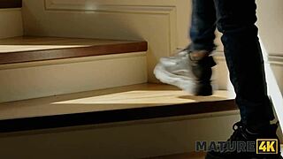 Blonde cougar plays with vibrator in living room defect