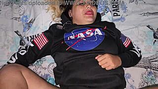 He surprised his blonde latina girlfriend with a intense cumshot after passionate sex in the bedroom