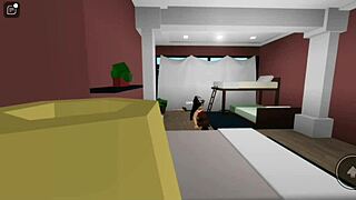 in roblox brookhaven, a goth and latina have quick oral sex threesome