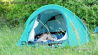nudist milf al b ta in the tent mature nature public beach voyeur outdoor