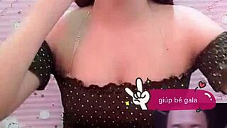 Asian girl in skirt showing red panties upskirt