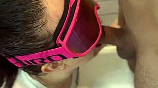 Rough Bathroom Dickflash Leads to Cum on Face and Facial Cumshot