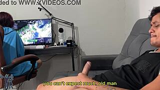 I'm giving a risky handjob, hoping she won't notice.