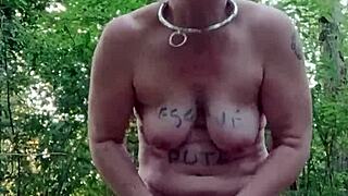 Bound Female Slave In Forest BDSM Session With Buttplug And Humiliation