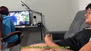 I'm giving a risky handjob, hoping she won't notice.