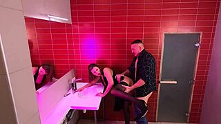 So thrilled fucking strangers with creampie orgasms in night club public toilet cam