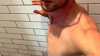 Rough Bathroom Dickflash Leads to Cum on Face and Facial Cumshot