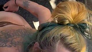 Cheating Blonde Whore Sucks Cock Publicly For Facial