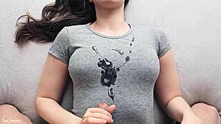 hot cumshot covering my new gray t-shirt from huge cock