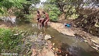 we took turns and fucked a bitch in the stream.