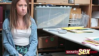 Delicate Teen 18+ Babe in Uniform Satisfies Stiff Fuck Stick at Work. Police Office Scene with Mouth Action in Shop Reality.