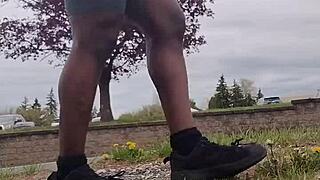 Practicing indoor routine outdoors with ass workout!