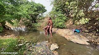 we took turns and fucked a bitch in the stream.