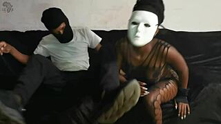 Ebony milf in gangbang after school