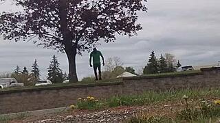 Practicing indoor routine outdoors with ass workout!