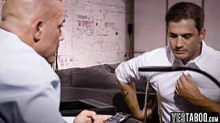 Mature stud rails milf secretary in front of stepson and shares