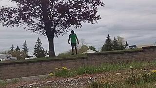 Practicing indoor routine outdoors with ass workout!