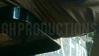 African teen slut flashes up skirt and makes out in public park