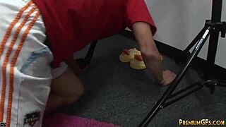 Tattooed busty femdom babe gives intense handjob to cock!