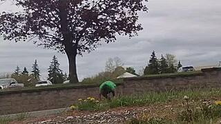 Practicing indoor routine outdoors with ass workout!