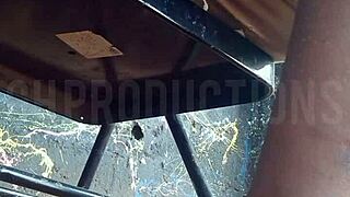 African teen slut flashes up skirt and makes out in public park