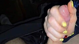 Dirty talking wife slowly jerks off husband's dick