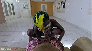 Busty ebony beauty rides cock intensely