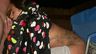 Public creampie with homemade hardcore blowjob sucking and bent over fucking with big cock