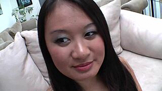 Plump Asian Feels Intense Pleasure Squirting On Couch From Fingering And Fucking
