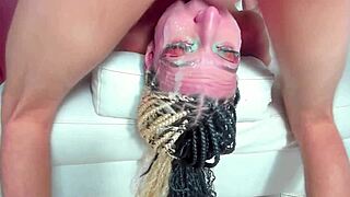 Wooow Latina's Face Covered in Saliva Upside Down Rough Throat