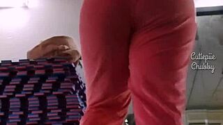 Bbw Ebony Gym Squats Big Ass in Curvy Solo Action.