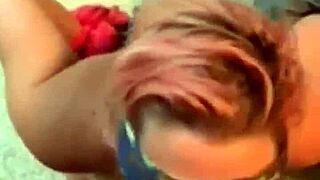 blindfolded milf gets sloppy blowjob humiliation from neighbor