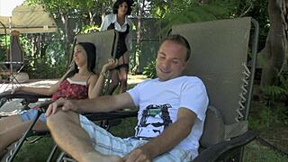 Roxanne Hall and Bebe Mendes Get a Lesson from Mary Poppins in Fishnets.