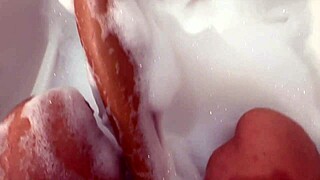 beautiful latina bent over in bubble bath for doggystyle