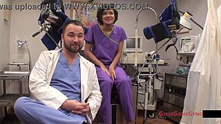 Jackies banes gets yearly gyno exam by nurse lilith rose caught on hidden camera