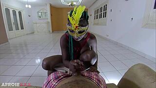 Busty ebony beauty rides cock intensely