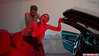 busty whore sucks big cock in car and gets fucked.