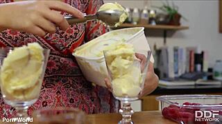 that tight spot gets all slippery and packed with a massive surprise in the kitchen