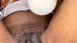 Horny slut, are you edging that ebony hairy pussy?