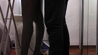 Milf In Lingerie With Beautiful Legs And Pantyhose Gets Groped And Fucked While Ironing