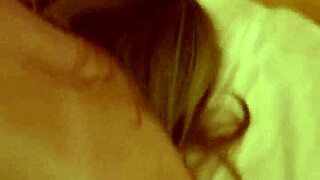 Blonde With Big Tits Fucks Friend's Big Cock While Husband Waits