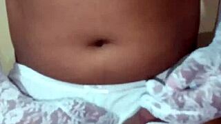 ladyboy shemale wearing erotic white panty and bra feeling sensual and excited