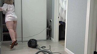 A Home Camera Watches a Mature Housewife with a Thick Ass Under a Short Robe and Big Boobs Chubby Milf Behind the Scenes Pawg