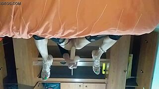 Latina shemale inserts new toy into her ass.