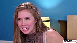 Kristen passionately kisses and licks her stepmom's ass while rubbing in lesbian milf encounter.