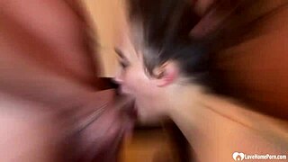 My friend and i intriguingly face fuck a tattooed brunette babe in threesome