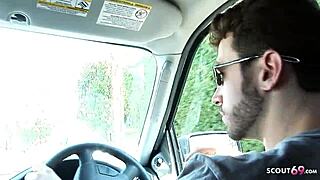 Leilani Li picked up and fucked by huge white cock. Retro style?